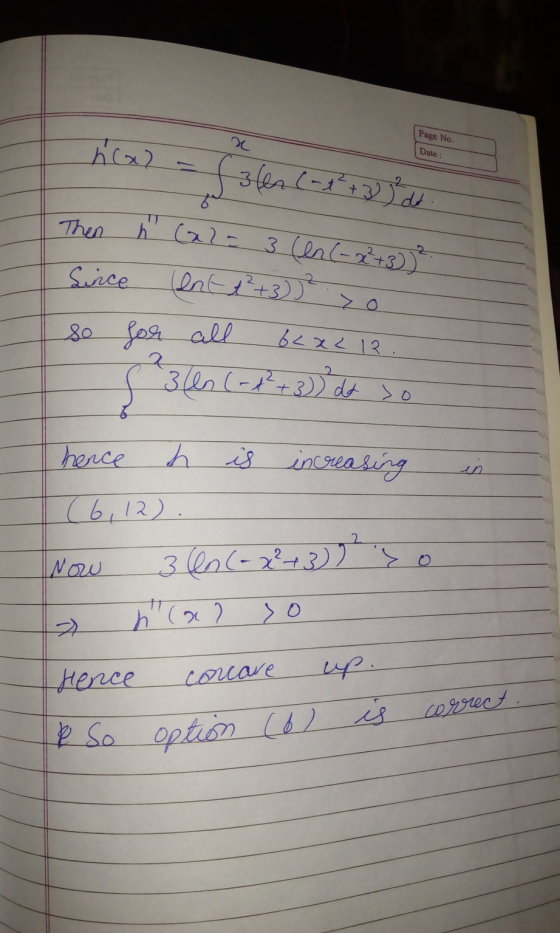 Page No. Date : ha2 falen (mel + y ² de Gala 3 (en (22+3) (ent ²+3) Then Since >o so for all bcxc 12 3len (-2² + 3)² dd so