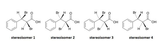 н Br o Br Ho H Bro Br но Хон Х ОН он он н Br Br H Br н. н Br stereoisomer 1 stereoisomer 2 stereoisomer 3 stereoisomer 4