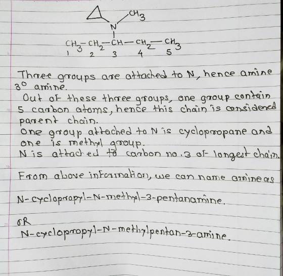 CH₂ - CH₂ - CH-CH₂ - CH₂ 2 3 4 5 Three groups are attached to N,hence amide 30 amine. Out of these three groups, one group co