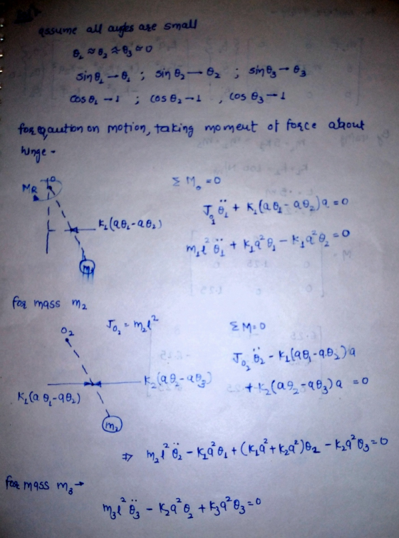 all audes ase smal 4 ~らさら essume fo gauston on motion, tating moment ot fosce ahout unge MR F.(e.-26, fo mass m2 Im oa mass ma