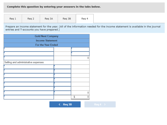 Complete this question by entering your answers in the tabs below. Reg 1 Reg 2 Req ЗА Req 3B Reg 4 Prepare an income statemen