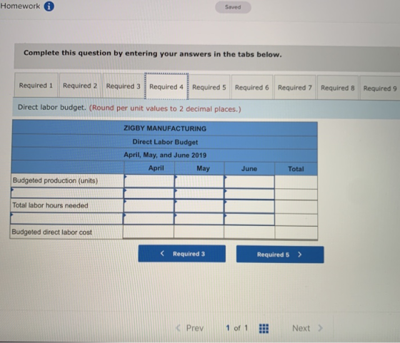 Homework Saved Complete this question by entering your answers in the tabs below. Required 1 Required 2 Required 3 Required 4