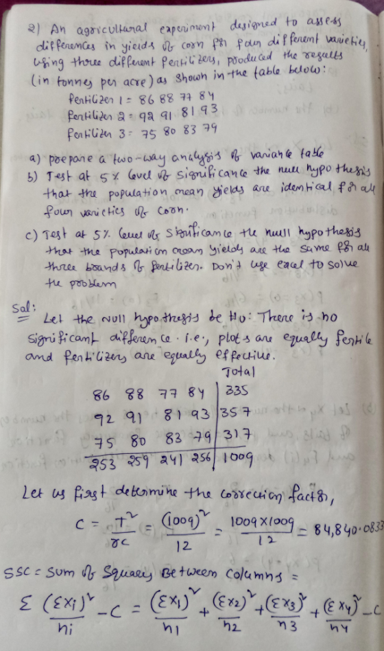 나ng thrul depenent Perwaleyi p yoduad, the..oeguees fonny p acre) a shoah in the table bdow fentiGen 1-86 88 구구 8y penドじlen 3: 75 80 8399 that tha popula tion mean yelas ae idenhal fa al el Sal: Total 86 88 ㅋㅋ 8Y)335 92 8 33 75 80 83-79/313 3 54 109 .s 12 ssc . Som dr Sguaag Between columns = (EXi) hi