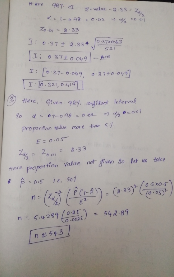 0.31 ± 2.33廾、10-37x063 T0 31-0 , o.321, oy19 31to 9 ttere, Given 98, a dot Interv- Proportion Nalve more than S7 2 propestion value not iven So let u take P-0.5 le, 501 9.33 5.42891 s) 542-89 2s m S4289