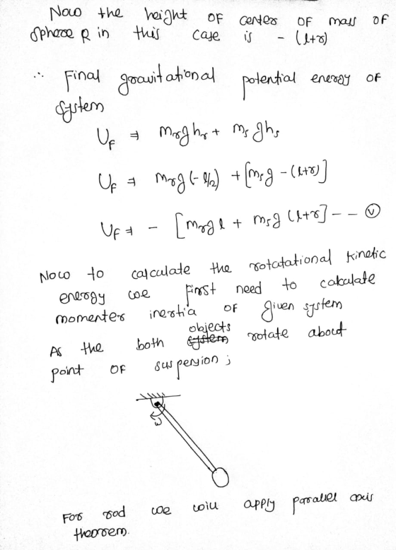 Now the sphere R in height this of case center of mass is - (l+8) of Final gravitational potential energy of system Up & ma