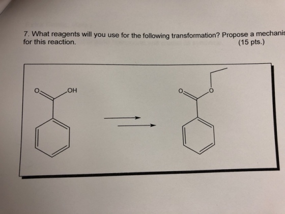 7. What reagents will you use for the following transformation? Propose a mechanis for this reaction. (15 pts.) OH