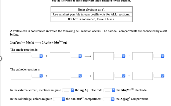 Use the References to access important values if needed for this question. Enter electrons as e. Use smallest possible intege