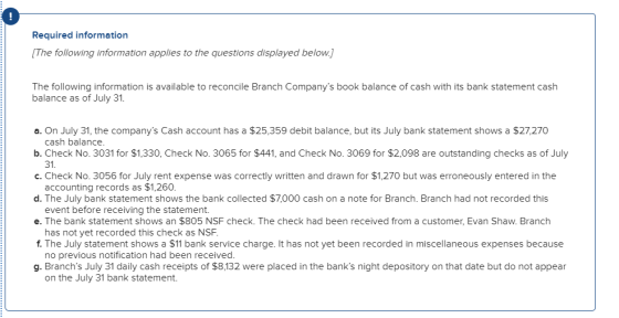 Required information [The following information applies to the questions displayed below.] The following information is avail
