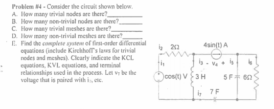 Problem #4 - Consider the circuit shown below. A. How many trivial nodes are there? B. How many non-trivial nodes are there?