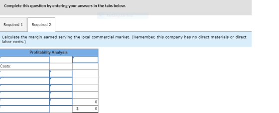 Complete this question by entering your answers in the tabs below. Rectangulici Required 1 Required 2 Calculate the margin ea