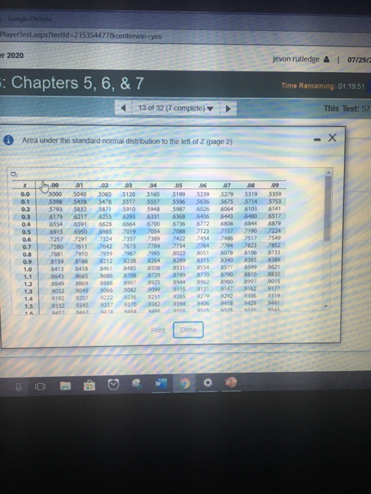 Google Chrome Player Test.aspx?testid=2153544778.centerwin-yes er 2020 jevon rutledge 07/29/2 : Chapters 5, 6, & 7 9 Time Rem