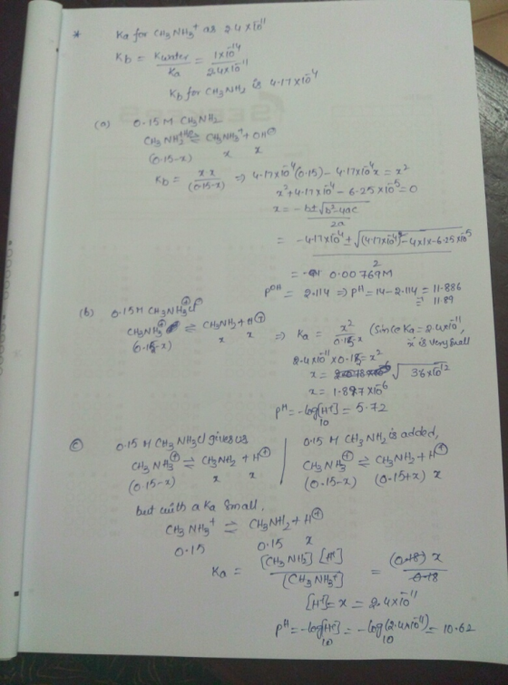 (6.15-1) (o-15-1) 2- (b) 15H CH3NHs Plyy 1-886 11.89 6-1 ) 12 (o 15-x) (o.15-X) (0.15+x) χ o, 15 @sN吲Ltr] 0.15 (0AM χ lo