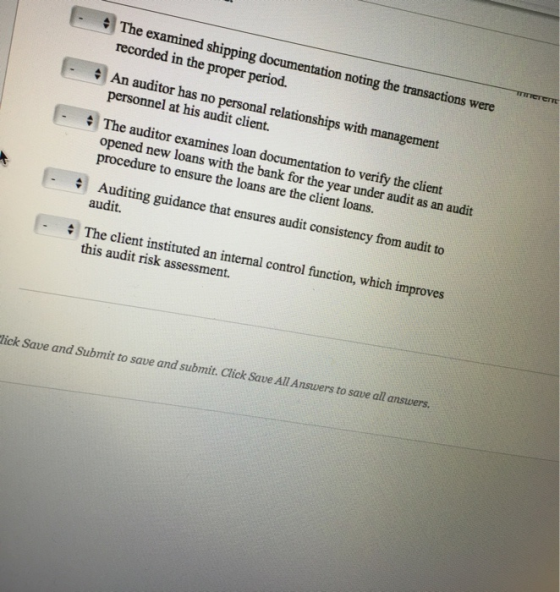 The examined shipping documentation noting the transactions were recorded in the proper period. 4 An auditor has no personal