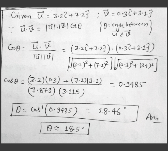 Go= u Criven ū = 3.20 +7.2} , 0 = 0.3ê +3.2 } ůů= lullulGO {o= angle between (32C+723) (0.32+117) lulle Je-272+1728]|0:38+131