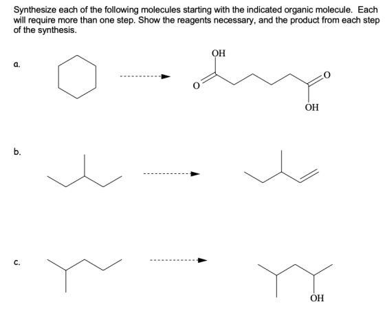 Synthesize each of the following molecules starting with the indicated organic molecule. Each will require more than one step