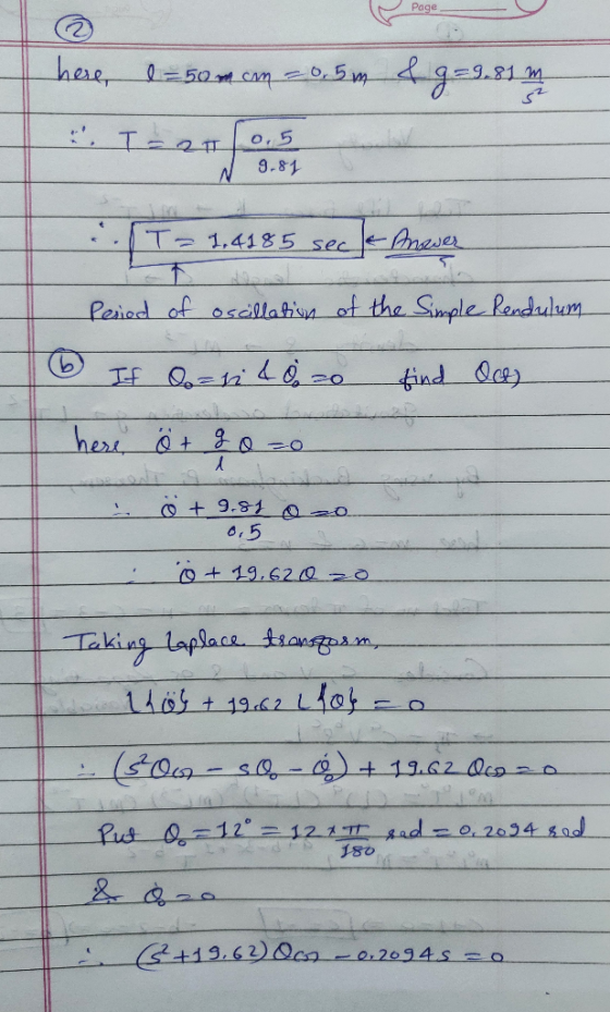 Page hae 50 cam05 g.81 0,5 9.81 * T 1, 4185 sec aser Peried of oscllahi of the Smple Rendulum tind Ocay Ot9.81 0 0,5 19,622 0