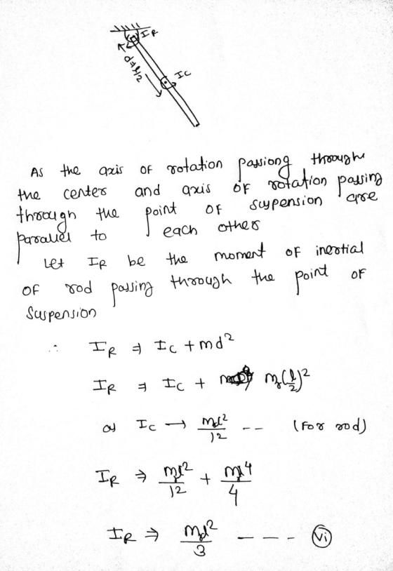 THEP at As the axis of rotation passiong through the center and axis of rotation passing through the point of supension are P
