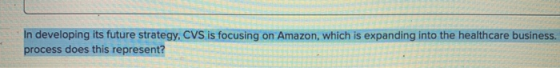 In developing its future strategy, CVS is focusing on Amazon, which is expanding into the healthcare business. process does t