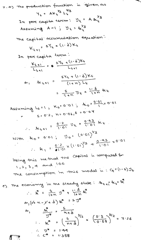 3 per capita vow. ƯAk Assumima A The capital per capita 10tm : ar 03 3 Y3 O 2 el o L O img tnis mtnod ne Copita i 1, 2, 3 ,4 amd 1 n uormputed tm Or n大