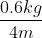 \frac{0.6 kg }{4 m}