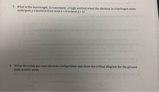 5. What is the wavelength, in nanometer, of light emitted when the electron in a hydrogen atom undergoes a transition from le