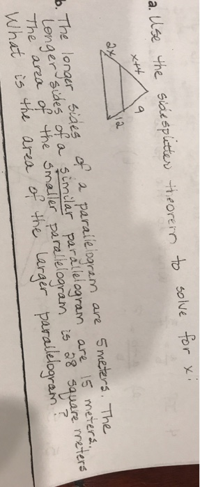 a. lse the siispetieoren o solve for x au a. b. The lonaer siaes a paralleloaram are of a paraile loaram are mtsThe Lenger su