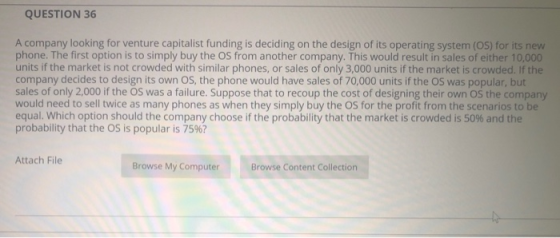 QUESTION 36 A company looking for venture capitalist funding is deciding on the design of its operating system (OS) for its n