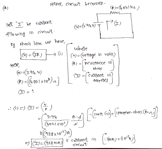 a) ๔) -Flowin in ciruut ty。hrns law, we have, whse (B)-1 Resistance