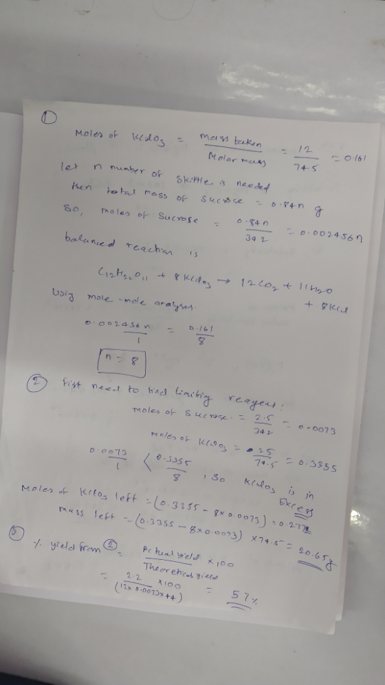 Moles of Kelon = mass taken o Molar mas - 0./6/ 74.5 let n number of skittle is needed then total mass of sucose - 0.84ng so,