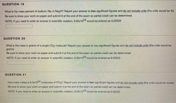 QUESTION 19 What is the mass percent of sodium, Na, in Na2O7 Report your answer to two significant figures and do not include