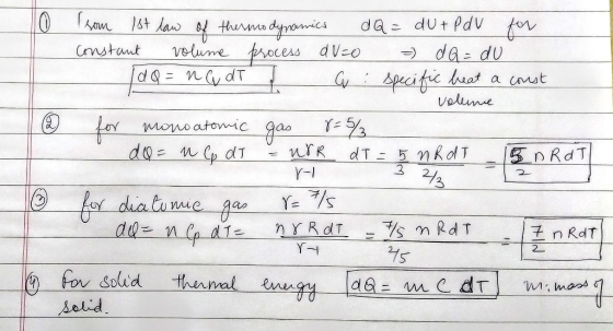 0 om 16t law da dut Pdv tor da- du ispecific hat droies thermo velume frocess dV-o da ndT Cmstant a cmut valume monoatomic ga