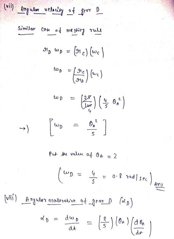 Angular velocity of gear D Similar case of me mething rule o wyz (916) (wc WD formas y love) 90 WD مهمل) 4 0400) pas = ) >) p