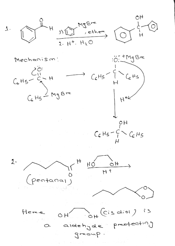 OH -Mgвr ether 2- HHO MechaniSmi CHs CHs CHs H M OH Cc HsC CHs Но O H (pentanal Here Cis aiois O H aisdebale Poteating
