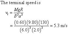 The terminal speed is MgR (0.60) (9.80) (130)_53mts (6.0) (20)