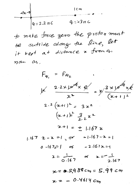 q-= 2.2 nC it rert at distance x fa 2. 2.2x 2. 3 2. 2 - 1-167- 2 -I 0.16 ל 2, 16フ