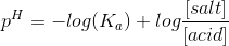 (salt) pH = -log(K) +log Jacid]