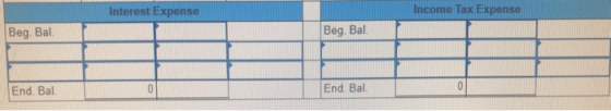 Interest Expense Income Tax Expense Beg. Bal. Beg Bal. End Bal End Bal.