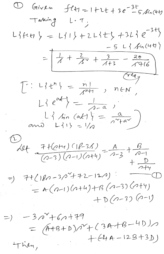 ~34 0 Given set=1t2ttzéss Sin (4+) - Taking Lot; . Lifet y =.L{ 14+2lsts +36h ésty -5 ch. Sin (40) = 1 + 2 + 343 - 2016) [: 2