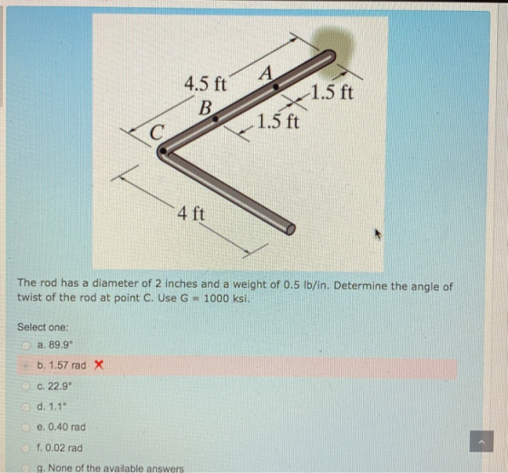 4 4 5 Ft 1 5 Ft 1 5 Ft C 4 Ft The Rod Has A Diameter HomeworkLib