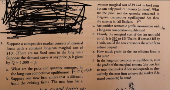 thr an for seras is constant marginal cost of $9 and no fixed costs but can only produce 10 units (or fewer). What are the pr