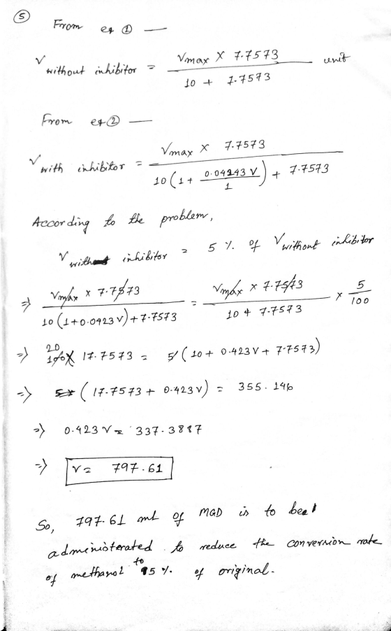 5 From eg Vmax X 7.7573 enit without inhibitor 10 t 7.7573 from et 2 7.7573 7.7573 + V. Vmax with inhibitor 10 (14 0:04213 )