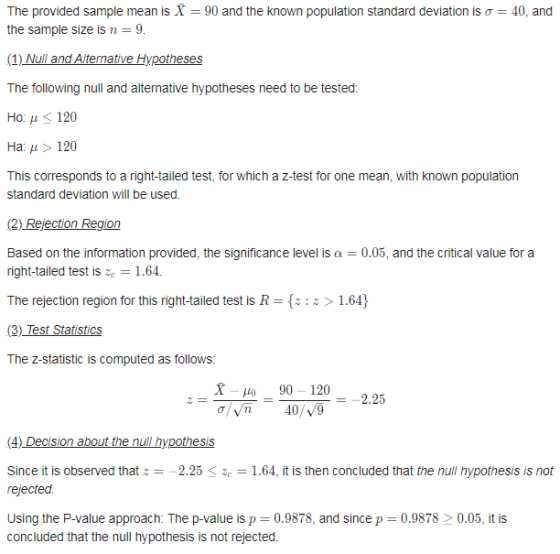 The provided sample mean is X = 90 and the known population standard deviation is o = 40, and the sample size is n = 9. (1) N