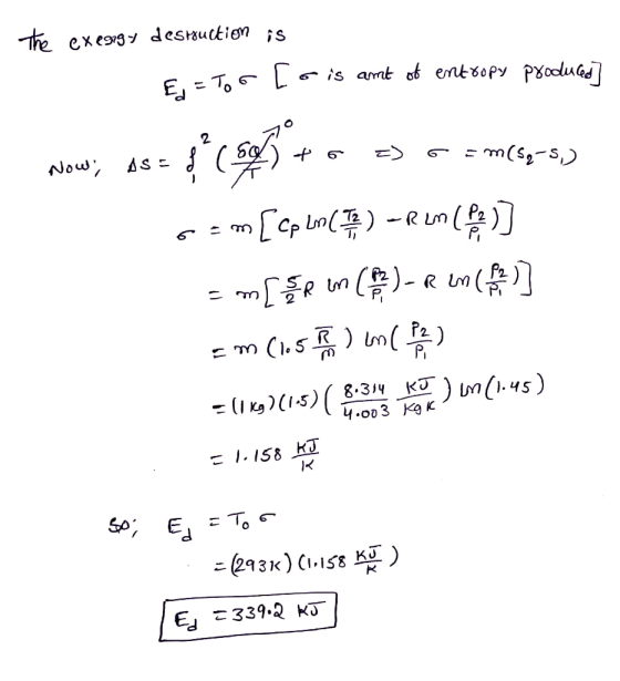 The exeggy destruction is F. = Too [o is amt of entropy produced] Now, as = s( 50) + 5 =) = m(89-9) [reg) uny- (iun do] wzo [