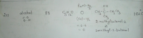 (Conti)-H oH 221 alcohol 88 Sto o che & - CHiCtiz 102c (5+1)-12/ 2-methylbutanol-2 = 66 2-methyl-2-butanol