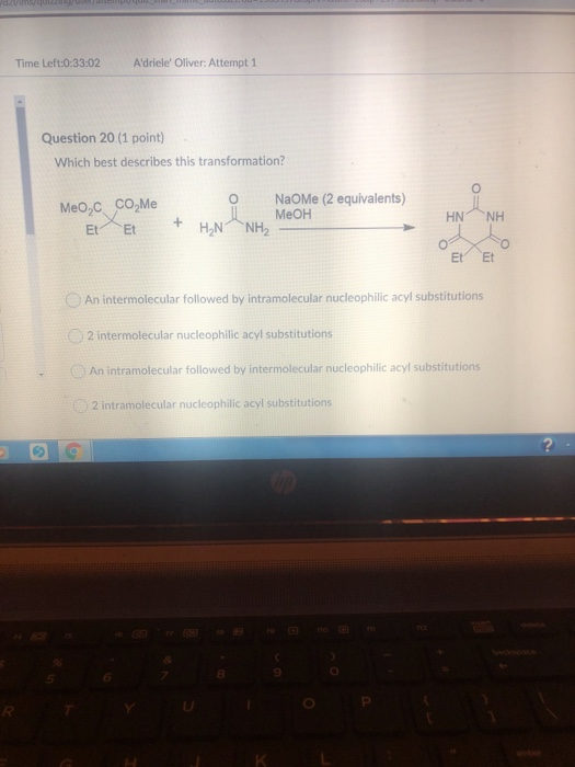 Time Left:0:33:02 Adriele Oliver: Attempt 1 Question 20 (1 point) Which best describes this transformation? Meo,CCO Me Et Et
