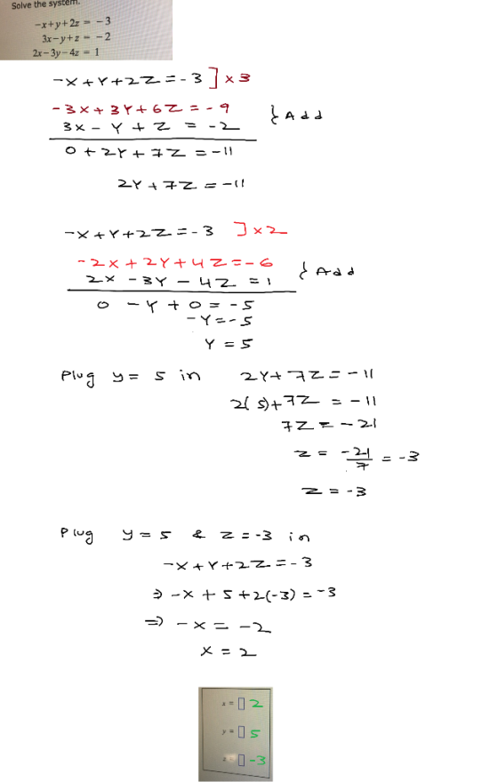 Solve the syste. A d d ㄨㄣㄧ Plug y= s in