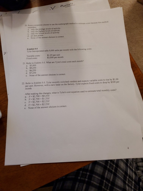 Outlers V 20. Some companies choose to use the scattergraph method to estimate costs because this method considers: only the