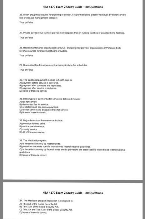 HSA 4170 Exam 2 Study Guide-80 Questions 26. When grouping accounts for planning or control, it is permissible to classily re