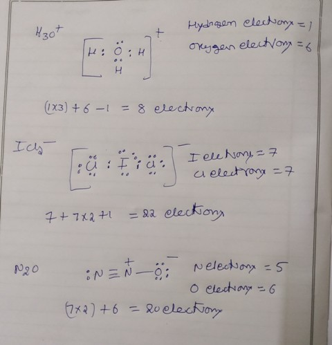 Hydnaam elachion oxggen electvon 6 H:0:H (1X3) +6- = 8 elechronx Heehon7 uelect rony =7 =22 eleckions 4+7x2+1 + Nelectoy S o