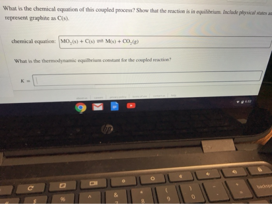 What is the chemical equation of this coupled process? Show that the reaction is in equilibrium. Include physical states ar r